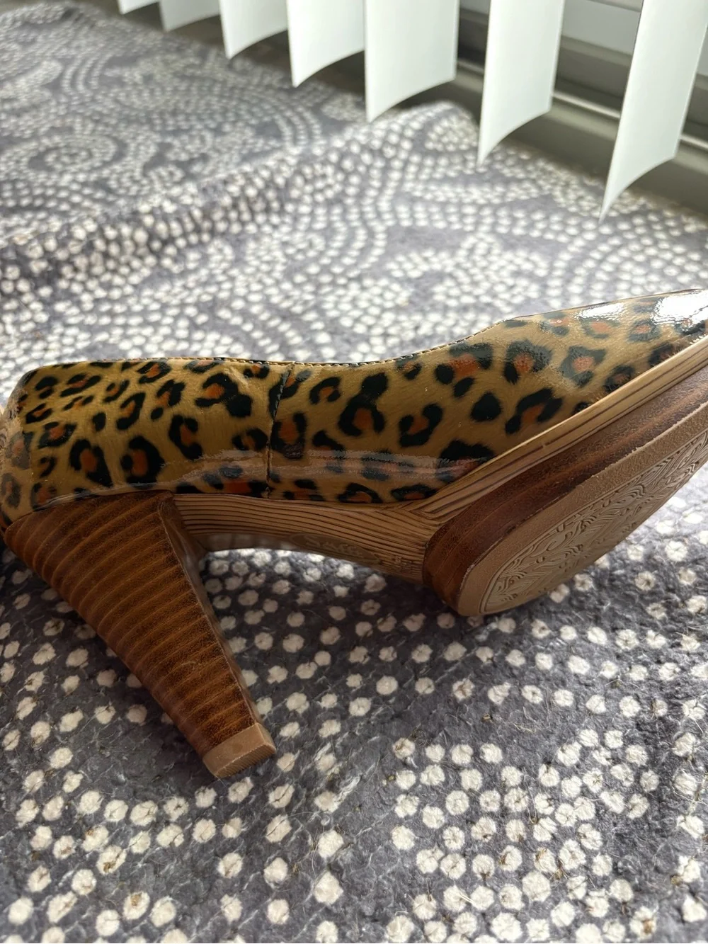 Leopard Print Peep-Toe Pumps - Brown Soffit leather size 7.5
